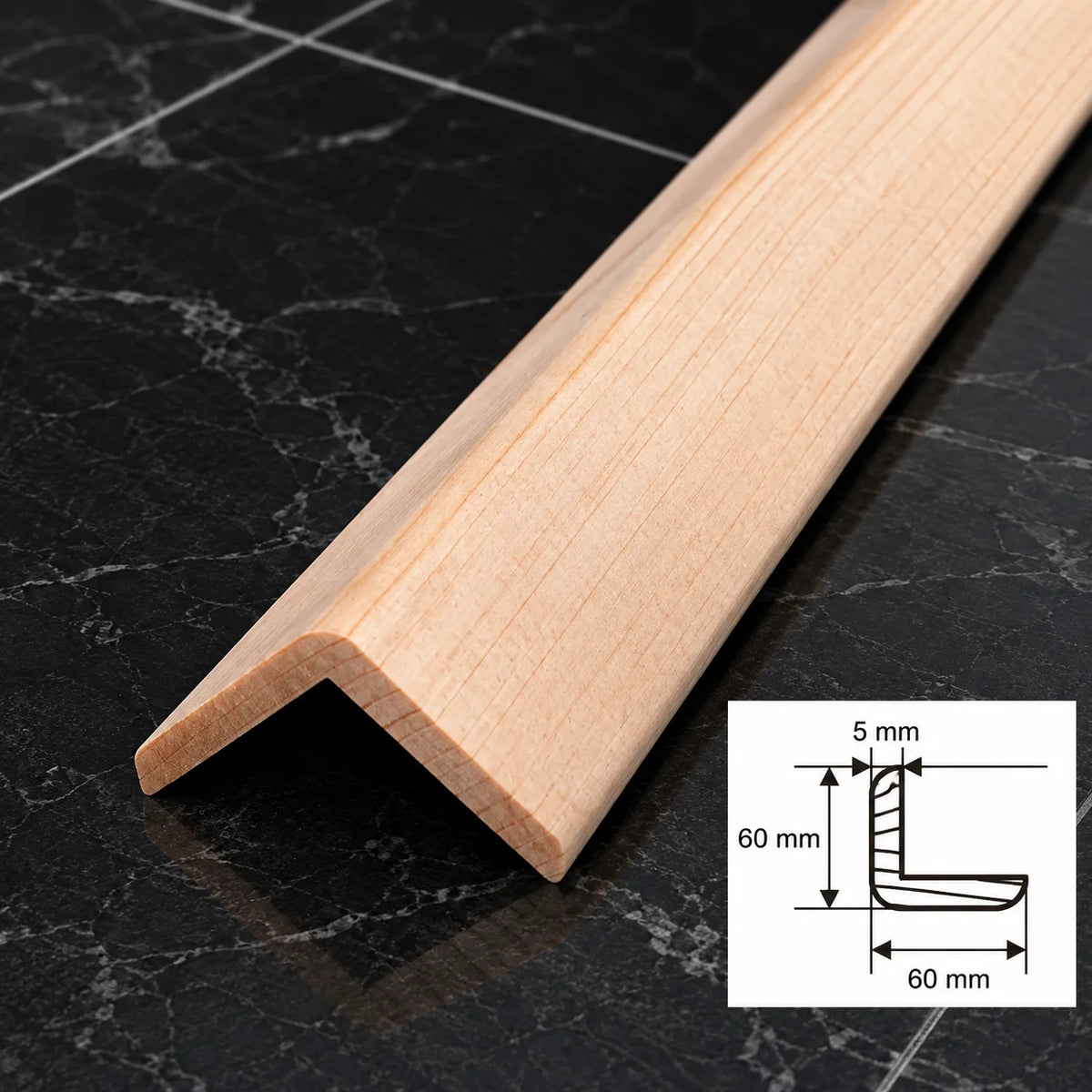 Pine Wood Corner Angle Trim 90° | Internal & External Edge Moulding In 60 X 60 MM