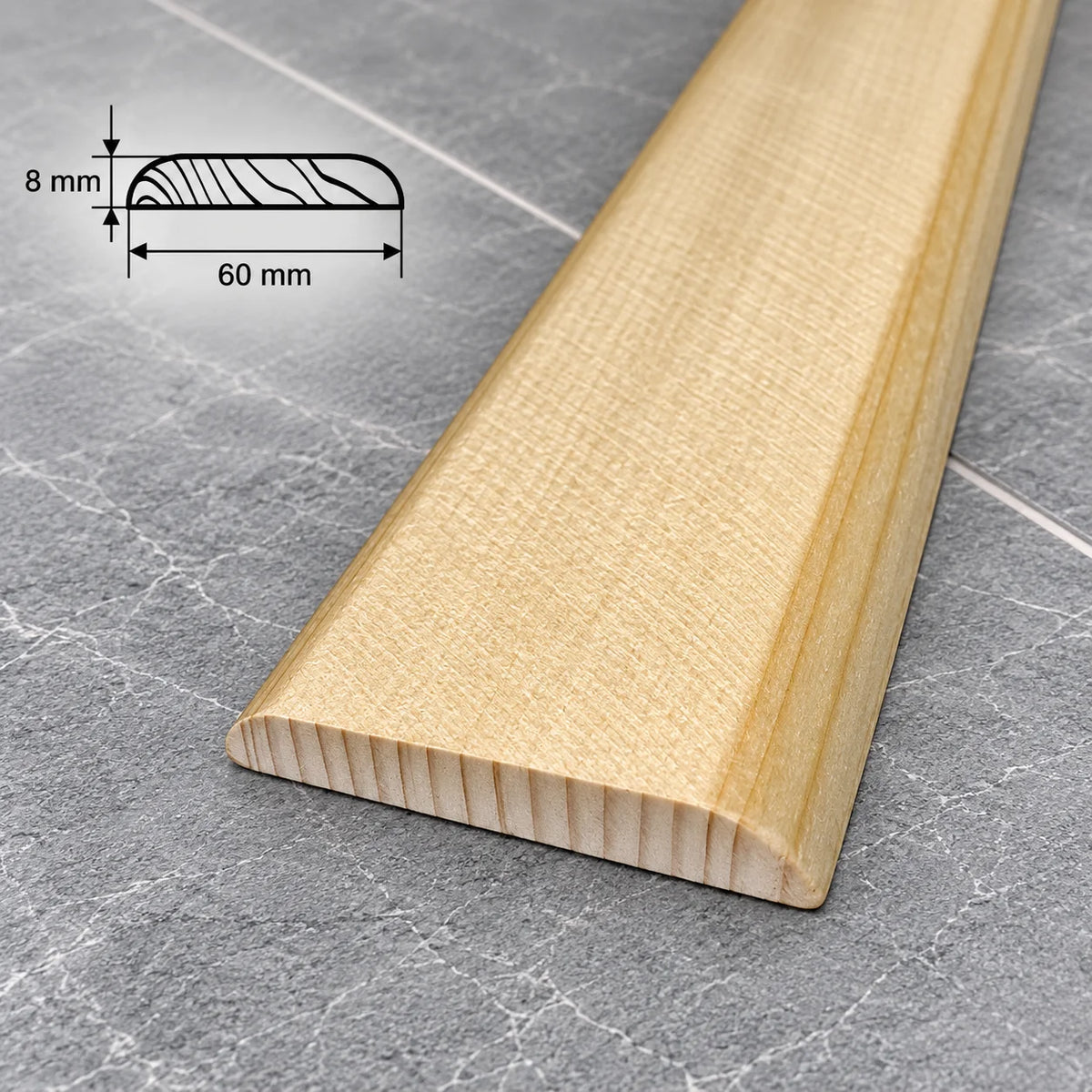 Pine Wood Flat Trim 20mm–90mm | Natural Pine Flat Bar Moulding In 60 X 8 MM