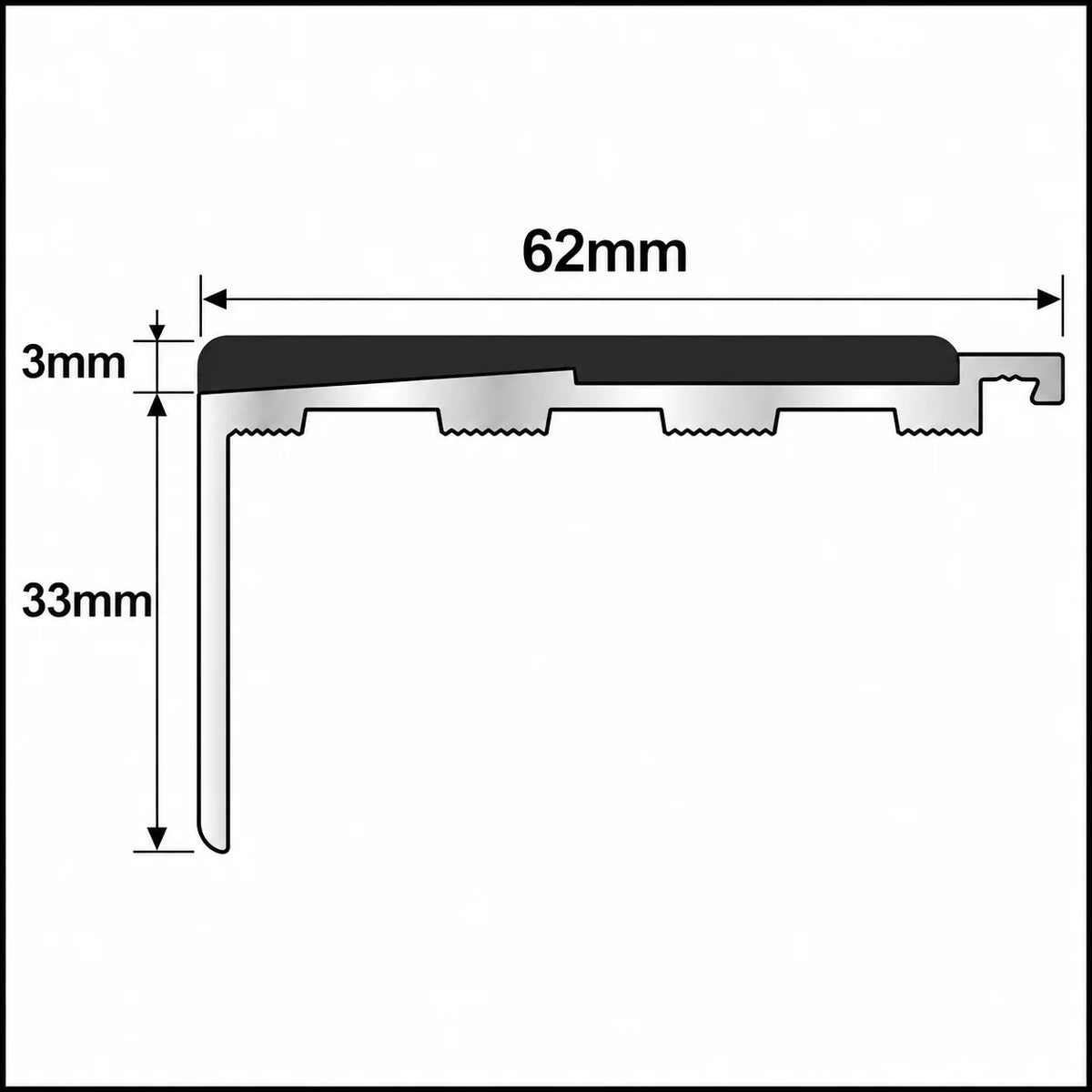Frontier NXFS05 62x33mm Aluminium Stair Nosing Diagram