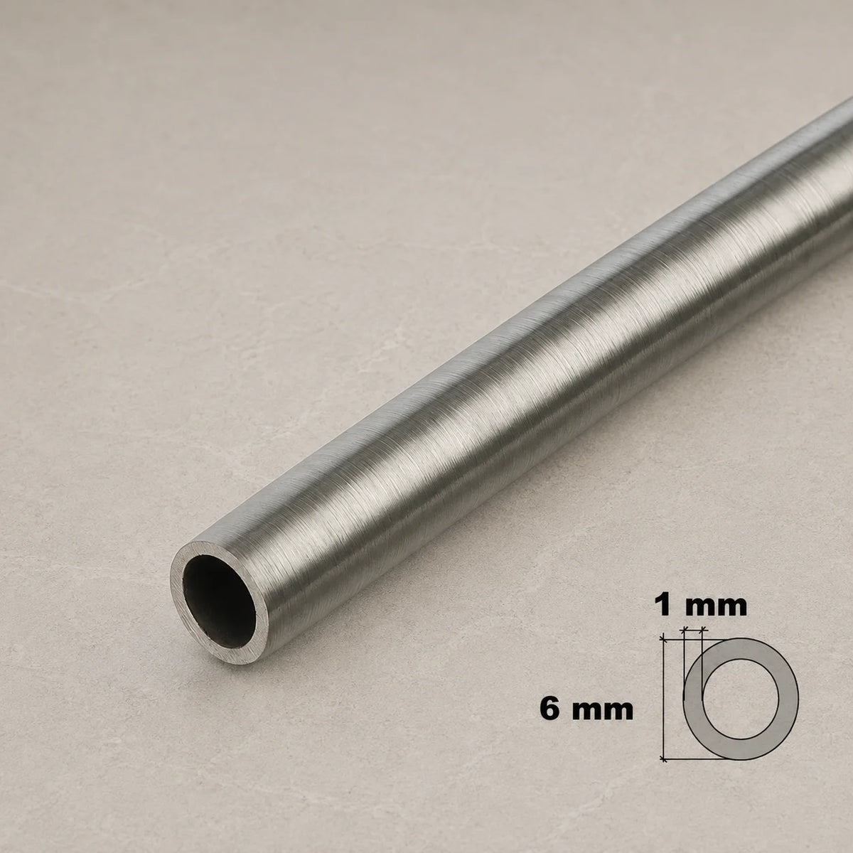 Stainless Steel Round Tube Pipe 304 Grade  – 1m / 39.37" Length In 6 MM