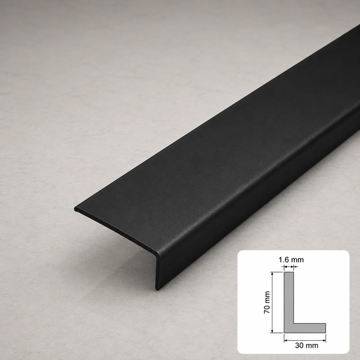 Equal & Unequal Edge Protector Black PVC Plastic Corner Angle Trim 90° In 70 X 30 MM