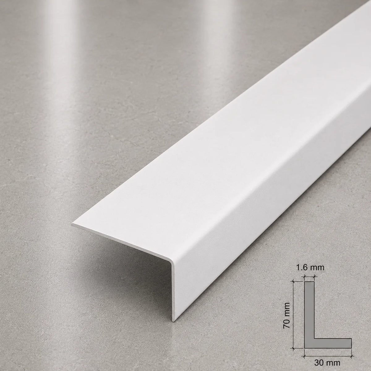 Equal & Unequal Edge Protector White PVC Plastic Corner Angle Trim 90° in 70 X 30 MM