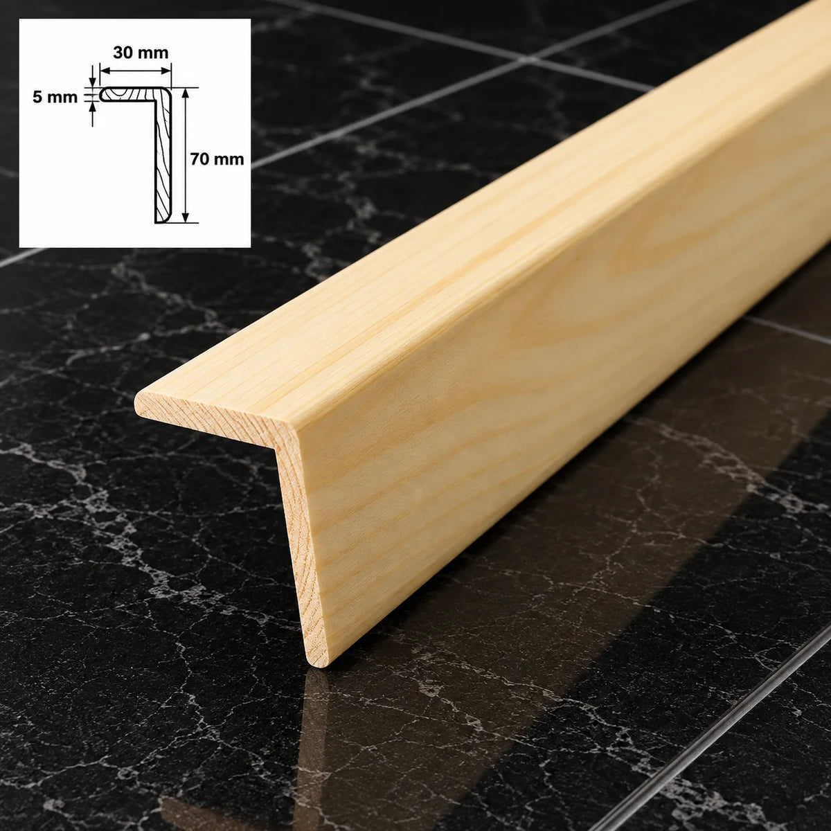 Pine Wood Corner Angle Trim 90° | Internal & External Edge Moulding In 70 X 30 MM