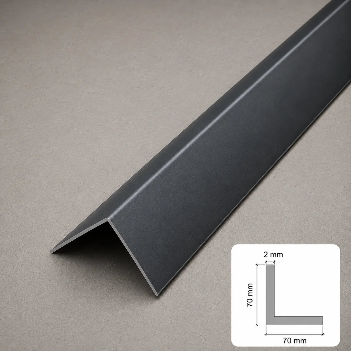 Equal & Unequal RAL 7016 Edge Protector Anthracite PVC Plastic Corner Angle Trim 90° In 70 X 70 MM