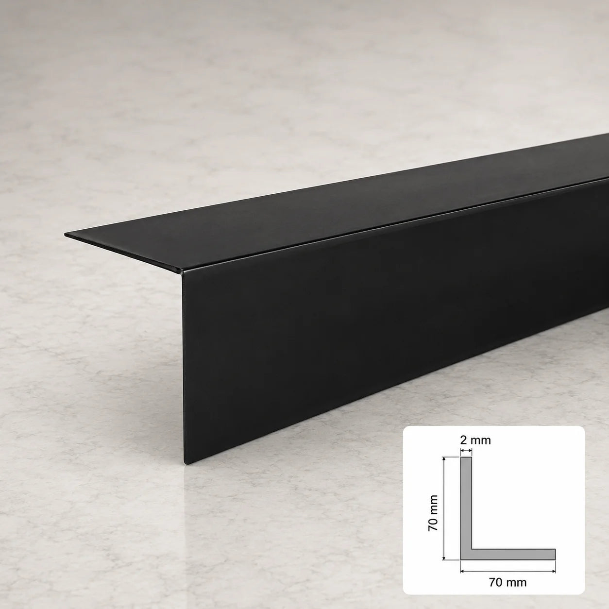 Equal & Unequal Edge Protector Black PVC Plastic Corner Angle Trim 90° In 70 X 70 MM