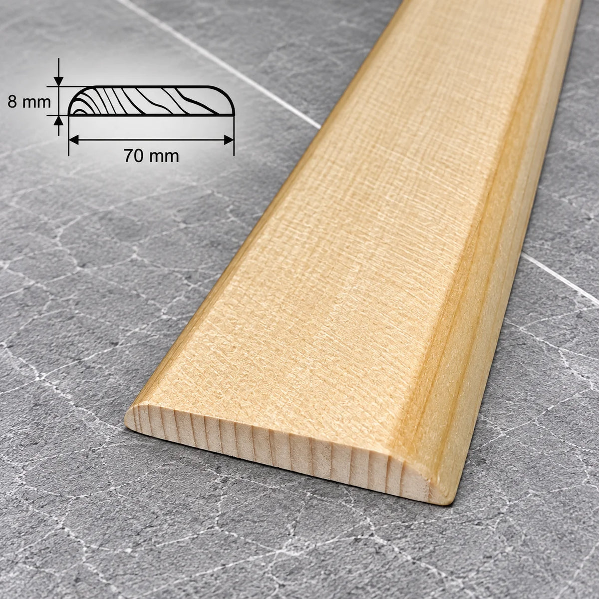 Pine Wood Flat Trim 20mm–90mm | Natural Pine Flat Bar Moulding In 70 X 8 MM