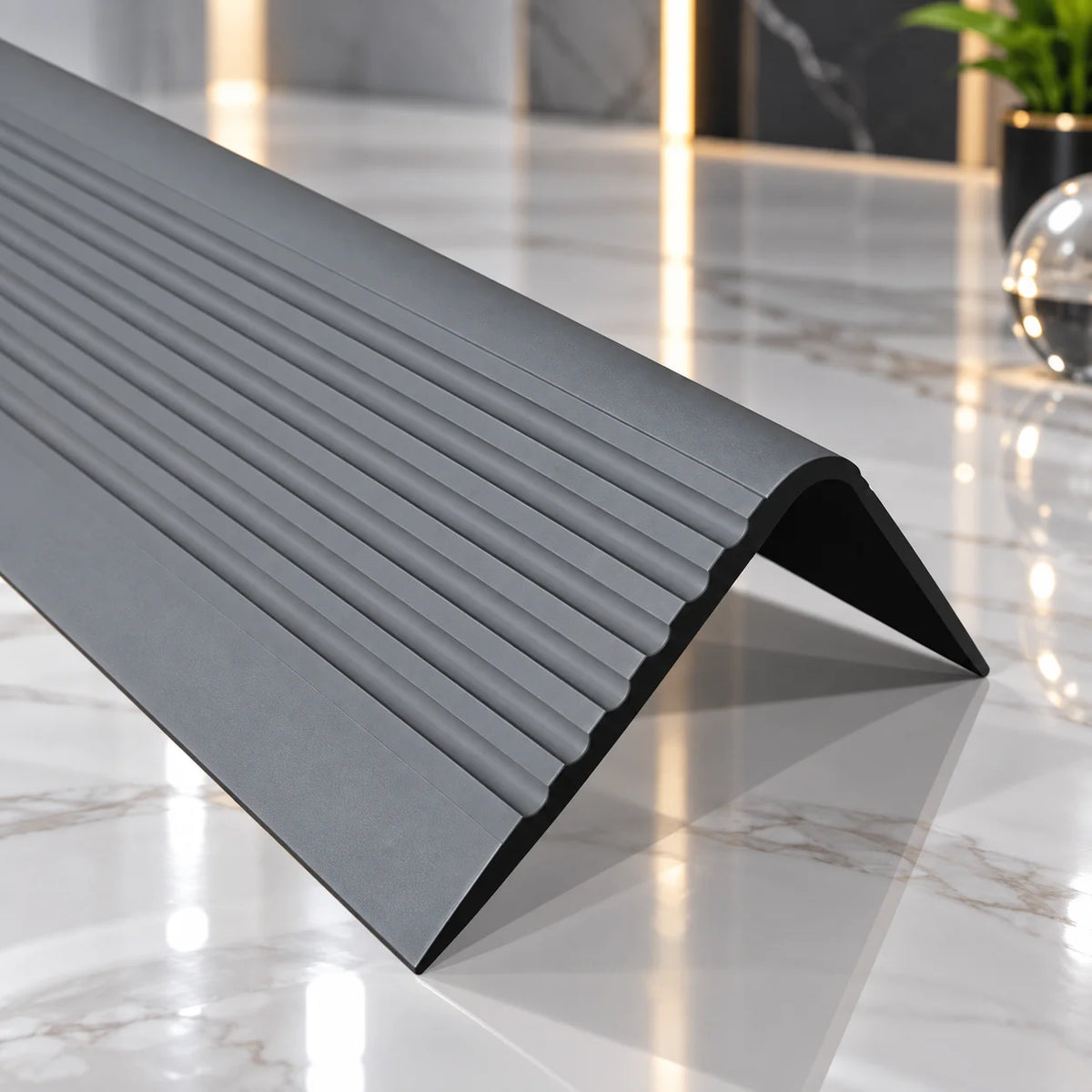 Non-Slip Flexible PVC Stair Nosing 730 – 70x40mm designed to improve grip and clearly define the front edge of stair treads.