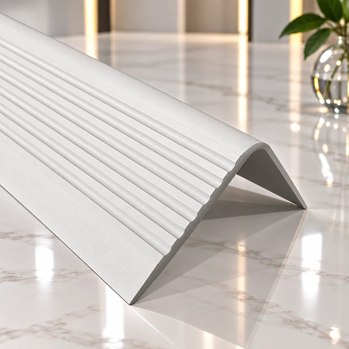 70x40mm Flexible PVC Stair Edge Trim 730 with a non-slip surface for a practical and professional stair edge finish.