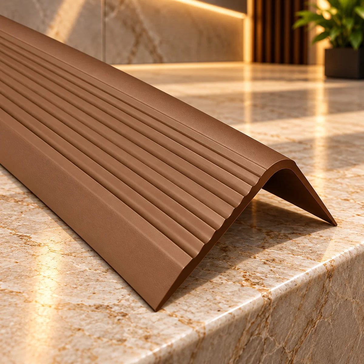 730-RGPD flexible anti-slip stair edging profile designed to protect exposed step edges against everyday wear and provide a professional staircase finish.