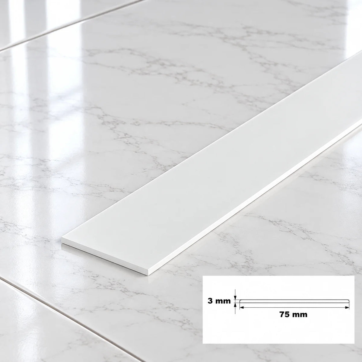 PVC Plastic TW Black White Anthracite Flat Bar Strip White 75 X 3 MM