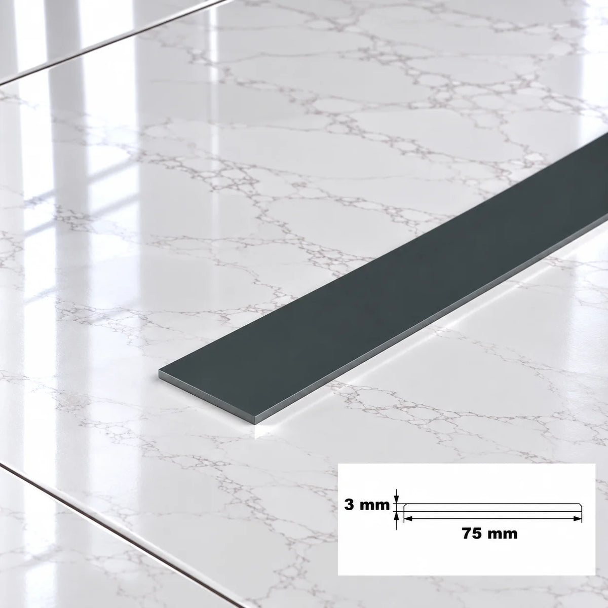 PVC Plastic TW Black White Anthracite Flat Bar Strip Anthracite 75 X 3 MM