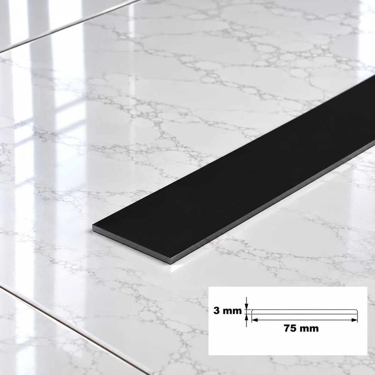 PVC Plastic TW Black White Anthracite Flat Bar Strip Black 75 X 3 MM