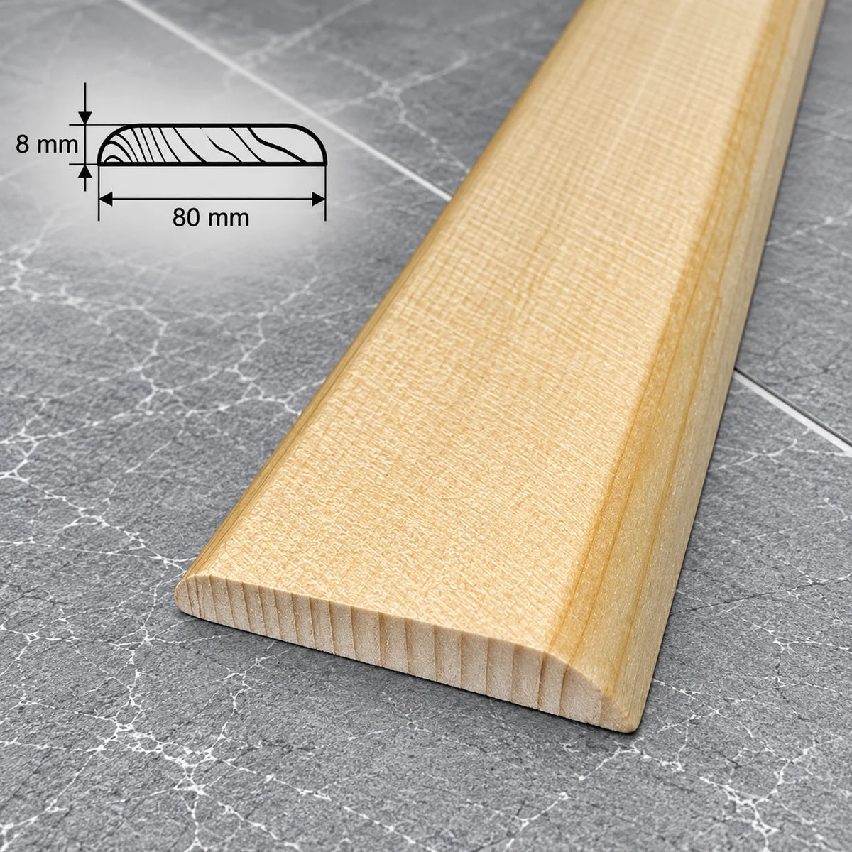 Pine Wood Flat Trim 20mm–90mm | Natural Pine Flat Bar Moulding In 80 X 8 MM