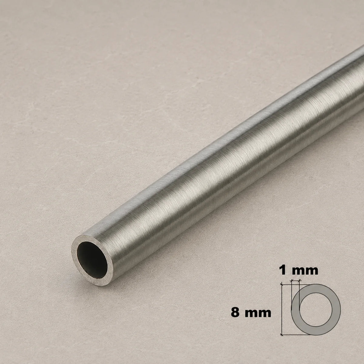 Stainless Steel Round Tube Pipe 304 Grade  – 1m / 39.37" Length In 8 MM
