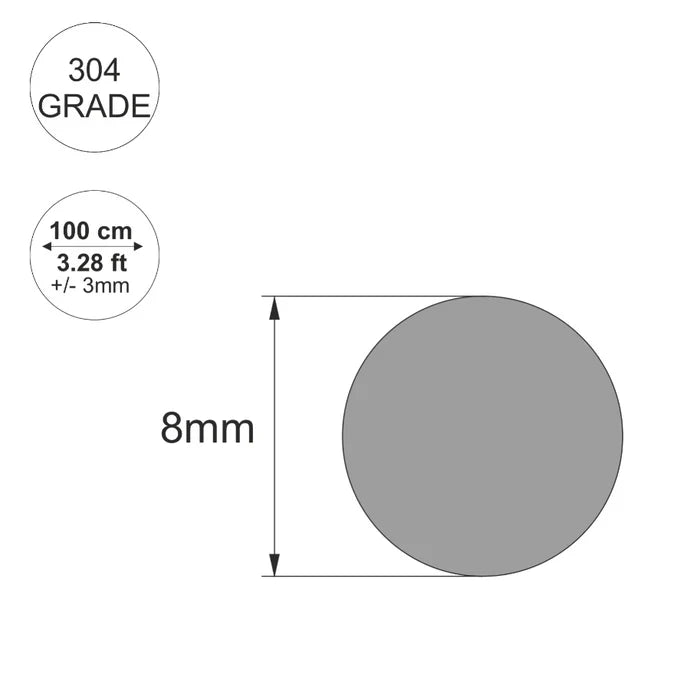 STAINLESS STEEL Round Bar Steel Rod - GRADE 304