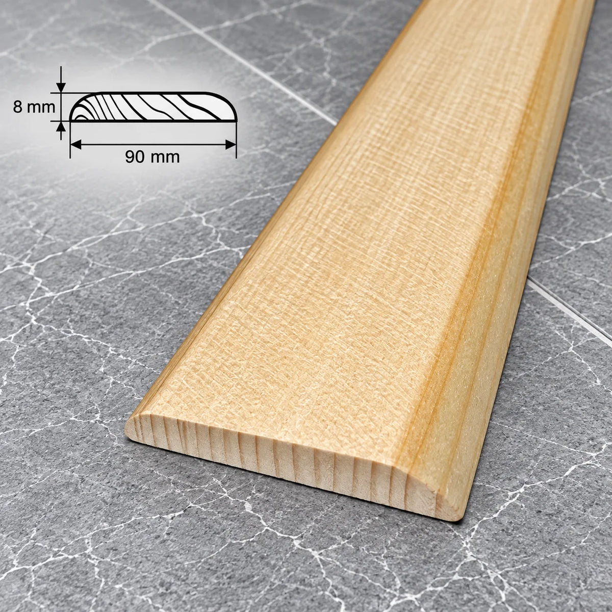 Pine Wood Flat Trim 20mm–90mm | Natural Pine Flat Bar Moulding In 90 X 8 MM