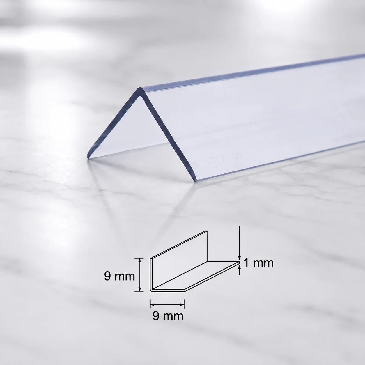 Clear Edge Protector Transparent PVC Plastic Corner Angle Trim 90° In 9 X 9 MM