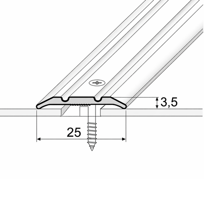 Usage of a slim 25mm anodised aluminium flat threshold strip creating a smooth and tidy floor transition.