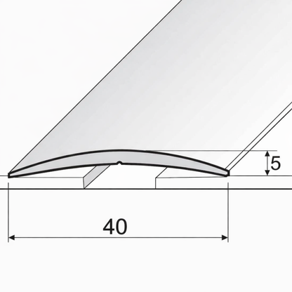 Usage of a 40mm anodised aluminium self-adhesive threshold strip creating a smooth and tidy floor transition.