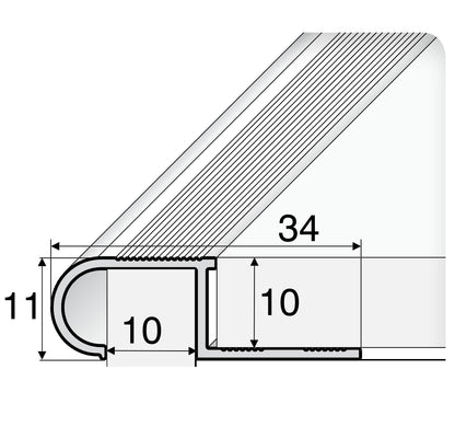 A81 34mm x 11mm x 10mm Aluminium Stair Nosing Edge Trim Step Edging For Tiles