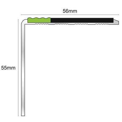 56x55mm DDA Compliant Aluminium Non Slip Stair