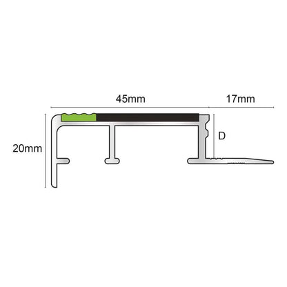 ATS – 10mm Tredsafe Non Slip Slimline Stair Nosing size