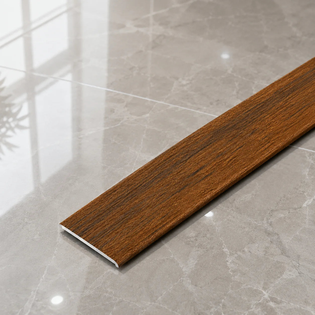 A08 35mm Aluminium Wood Effect Flat Self Adhesive Door Threshold Strip in Afrezy Color