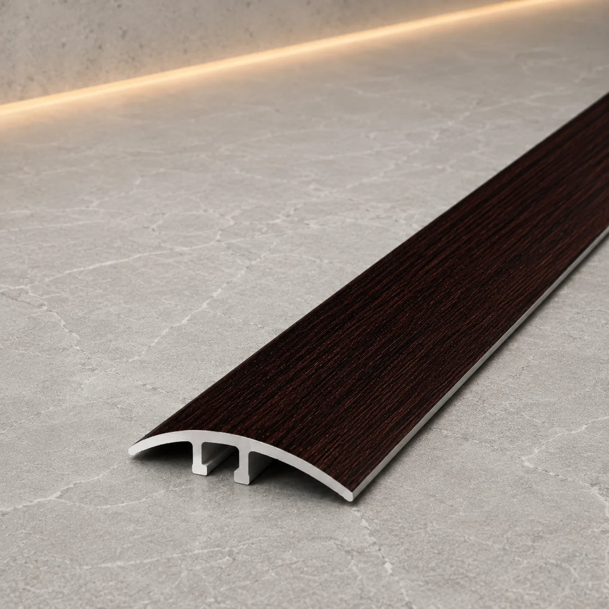 E64 40mm Pvc Wood Effect Door Threshold Strip in African Ebony Color