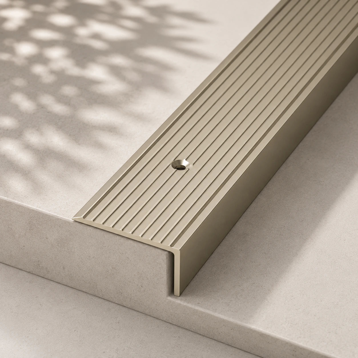 Wide Grooved Anti-Slip Trim Stair Nosing Champagne