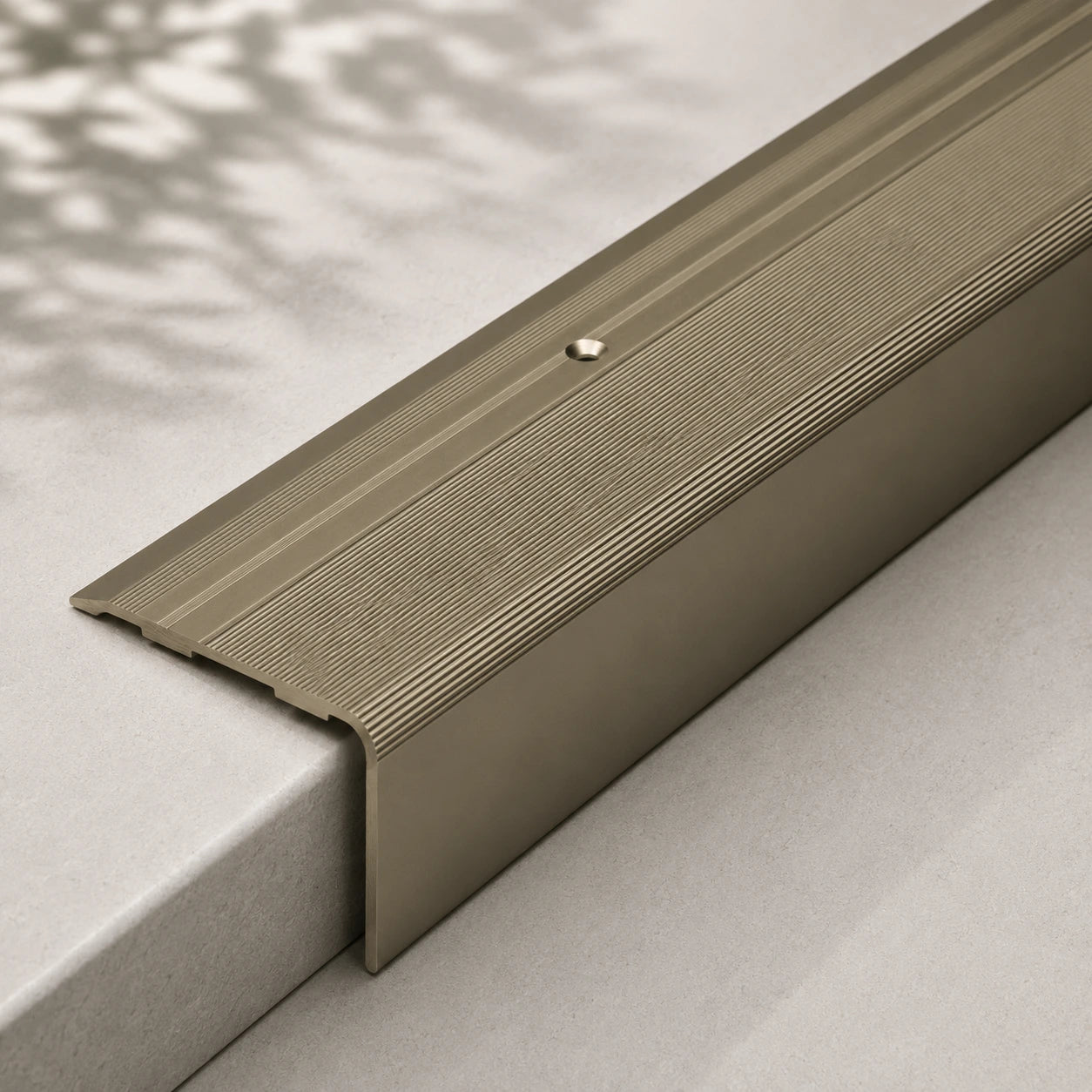 Aluminium Stair Nosing 118cm Screw Fix in champagne color
