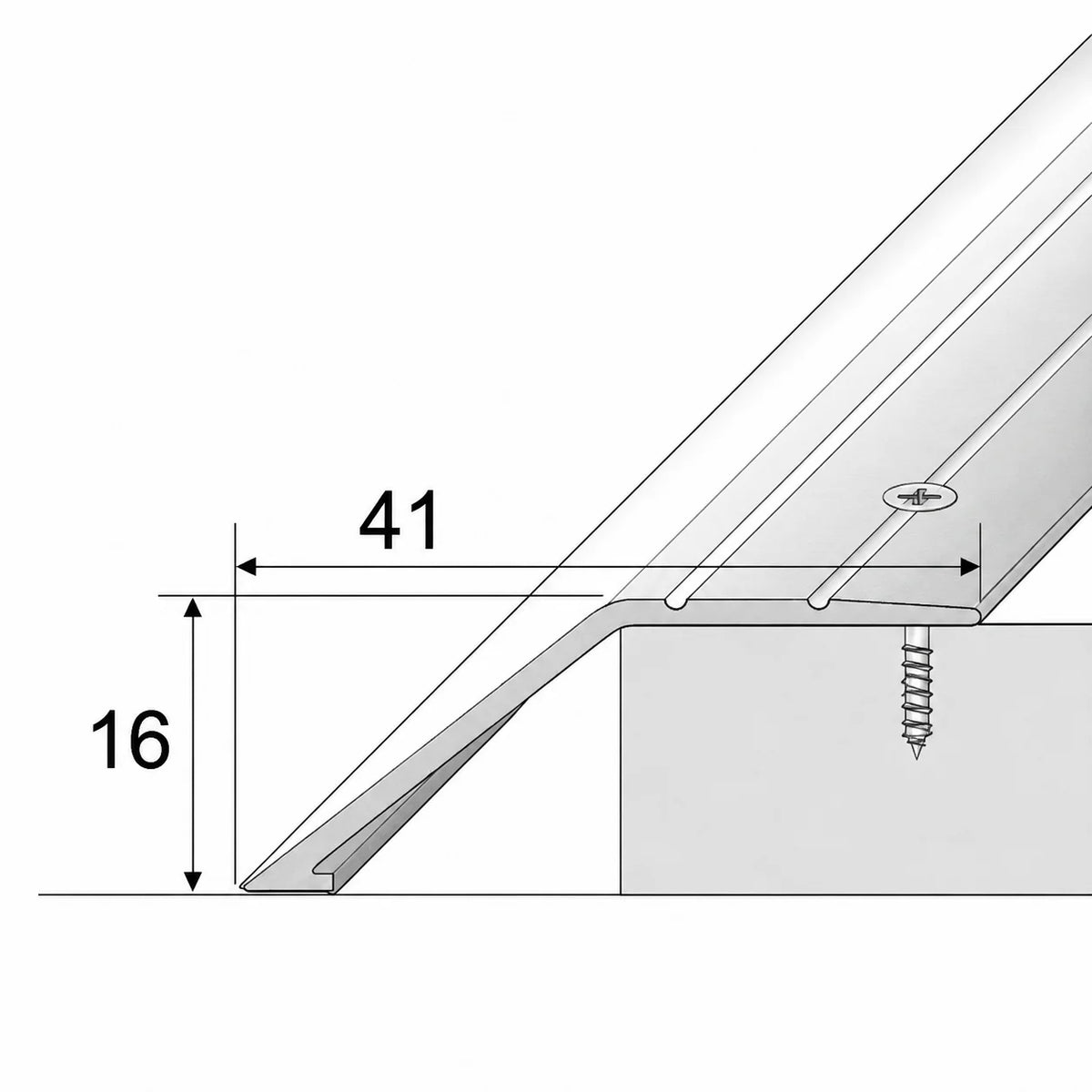 41mm Anodised Aluminium Door Threshold Ramp Profile Diagram Image