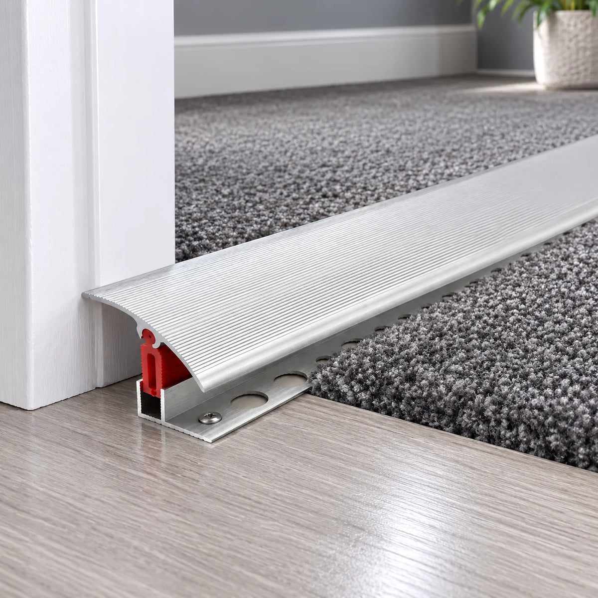 TTC 40mm  Aluminium door Threshold T Bar Trim Adjustable Height/Pivots Easy clip Real Usag Image