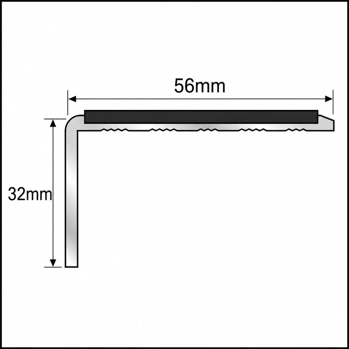 NSL01 56x32mm Aluminium Non-Slip Stair Nosing Diagram