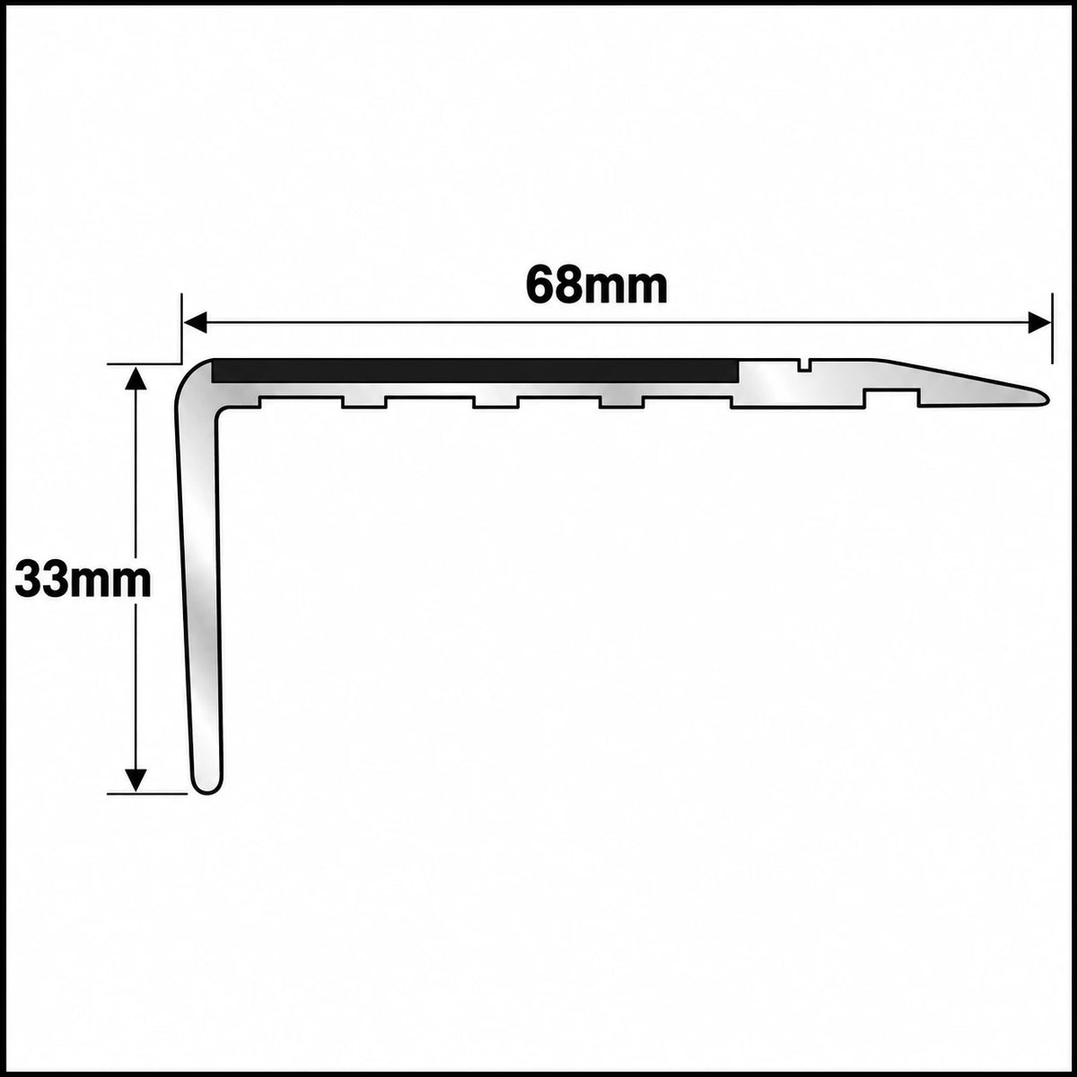 NSL23 68x33mm Aluminium Non-Slip Stair Nosing Diagram