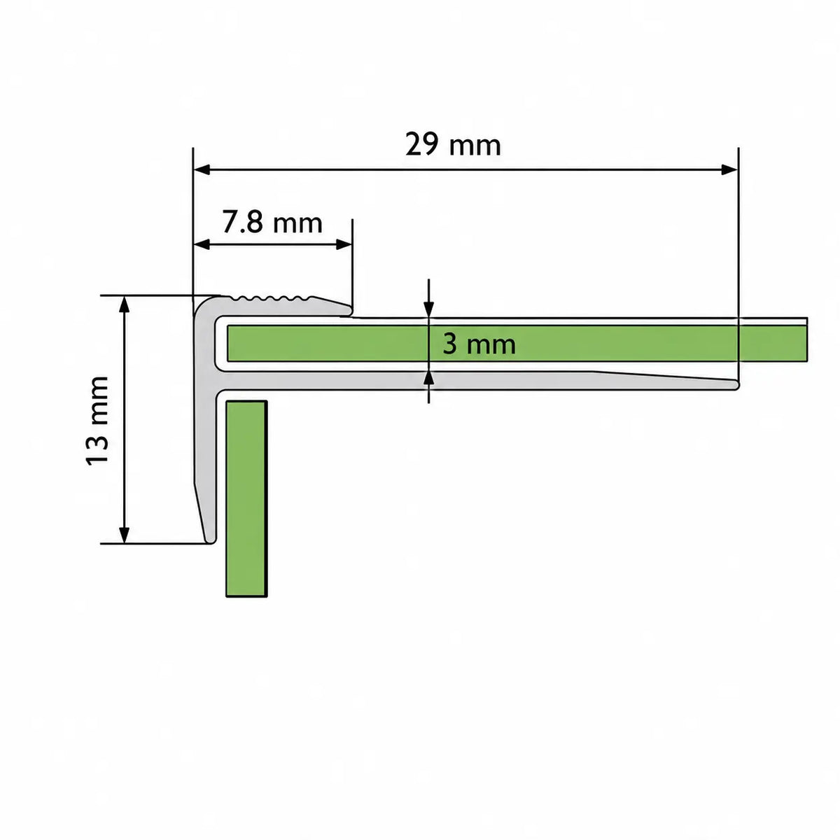 Aluminium Stair Nosing Corner Diagram Image