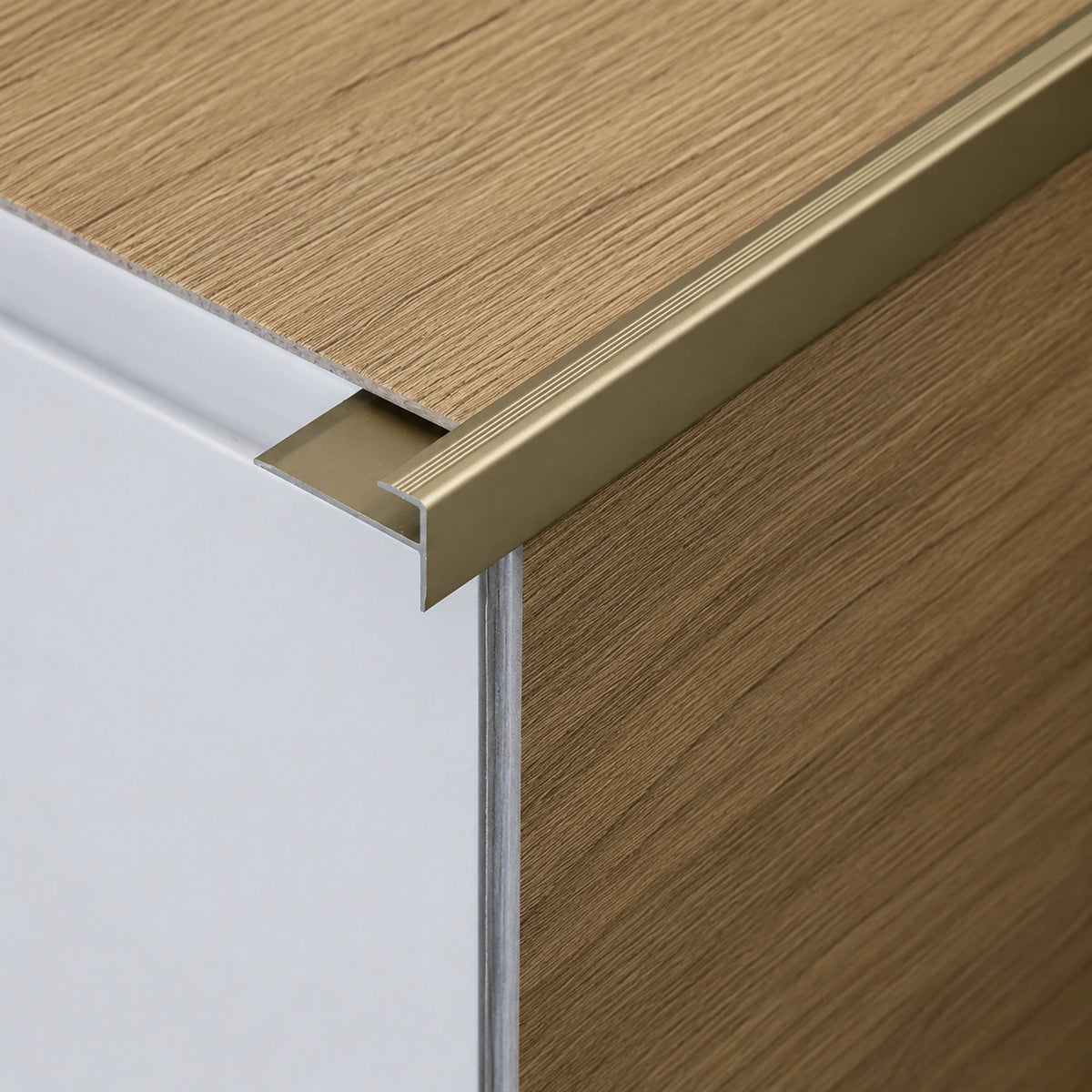 Aluminium Stair Nosing Corner Gold Real Image