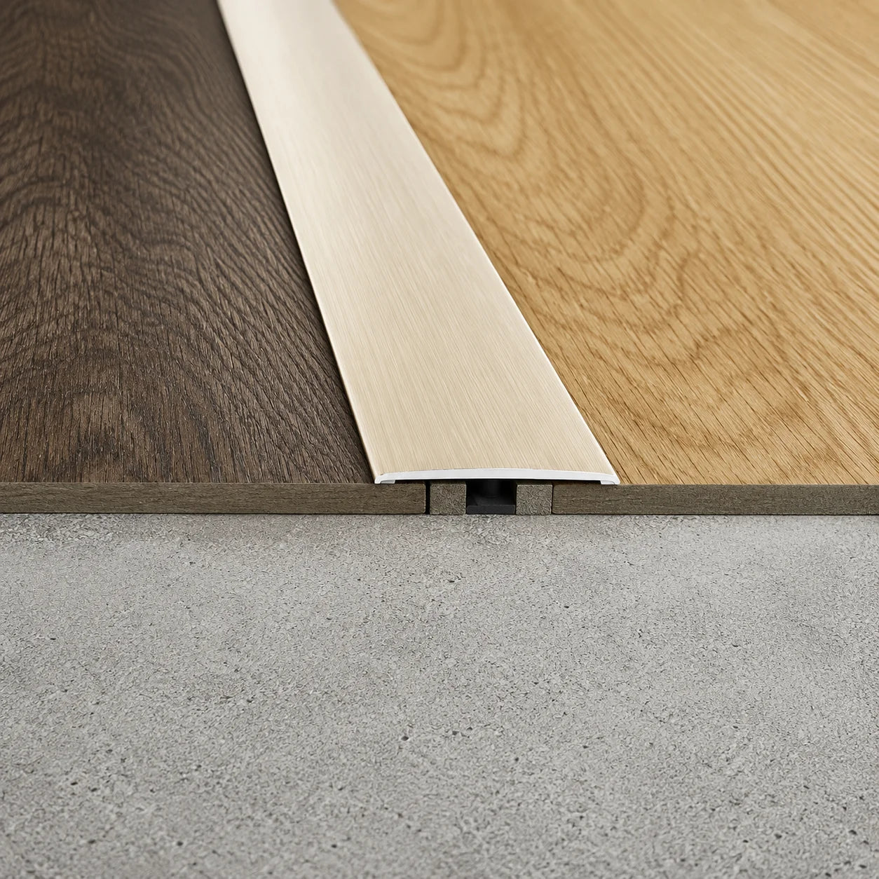 A08 35mm Aluminium Wood Effect Flat Self Adhesive Door Threshold Strip Usage Image