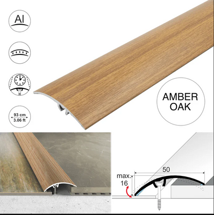 A65 50mm Aluminium Wood Effect Door Threshold Strip