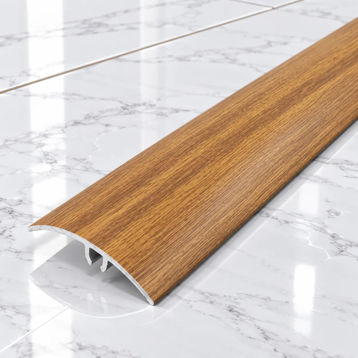 50mm Wood Effect Aluminium Adjustable Threshold Strip In Amber Oak Color