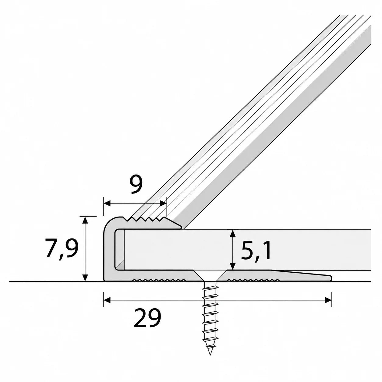 C63 Anodised Aluminium LVT U Edging Profile Threshold For 5mm Flooring Dimension