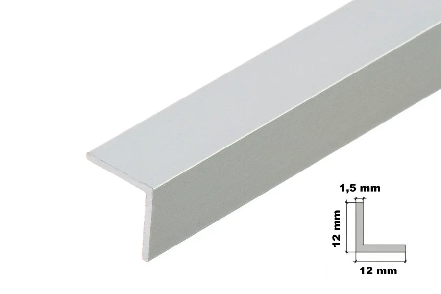 Anodised Aluminum Angle Corner Profile | Silver & Gold 1m Length - 12mm x 12mm