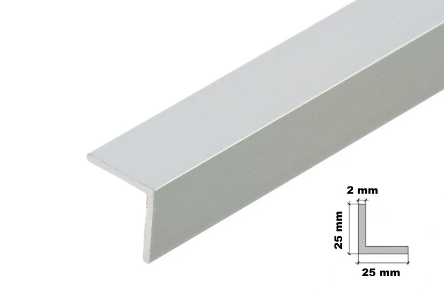 Anodised Aluminum Angle Corner Profile | Silver & Gold 1m Length - 25mm x 25mm