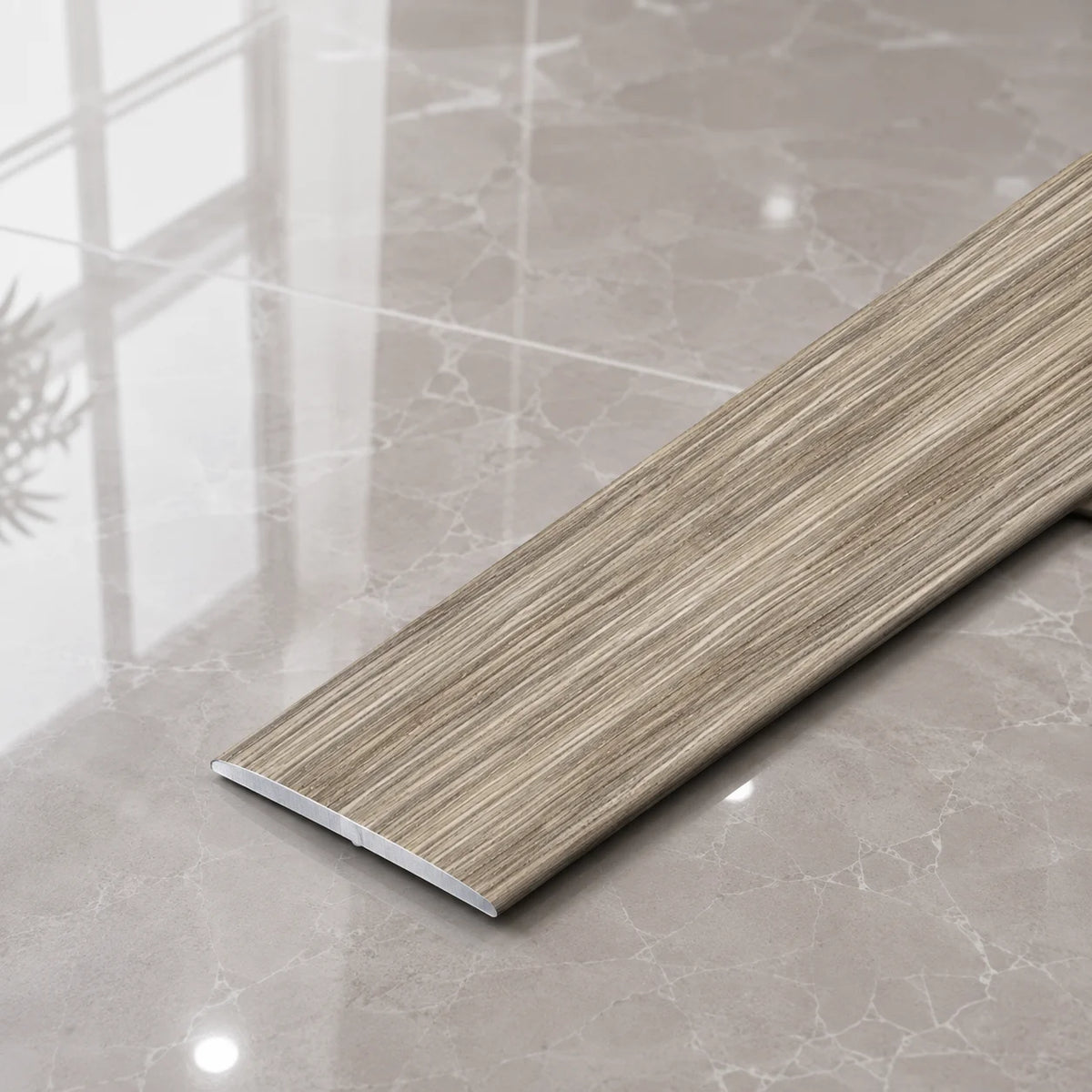 A08 35mm Aluminium Wood Effect Flat Self Adhesive Door Threshold Strip in Antique Oak Color