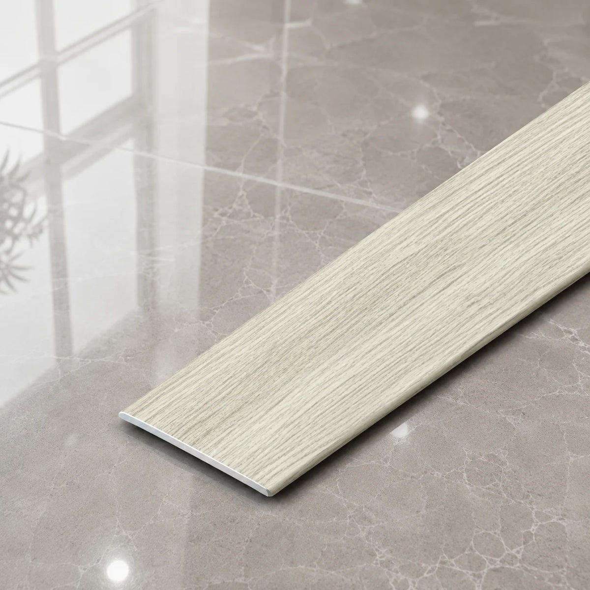 A08 35mm Aluminium Wood Effect Flat Self Adhesive Door Threshold Strip in Arctic Oak Color