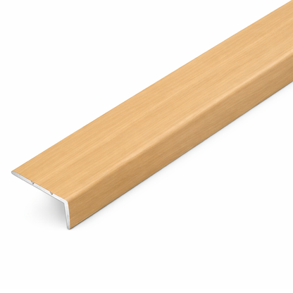 Beech Aluminium wood effect self-adhesive stair nosing A31 25×10mm providing clean edge finish on stairs