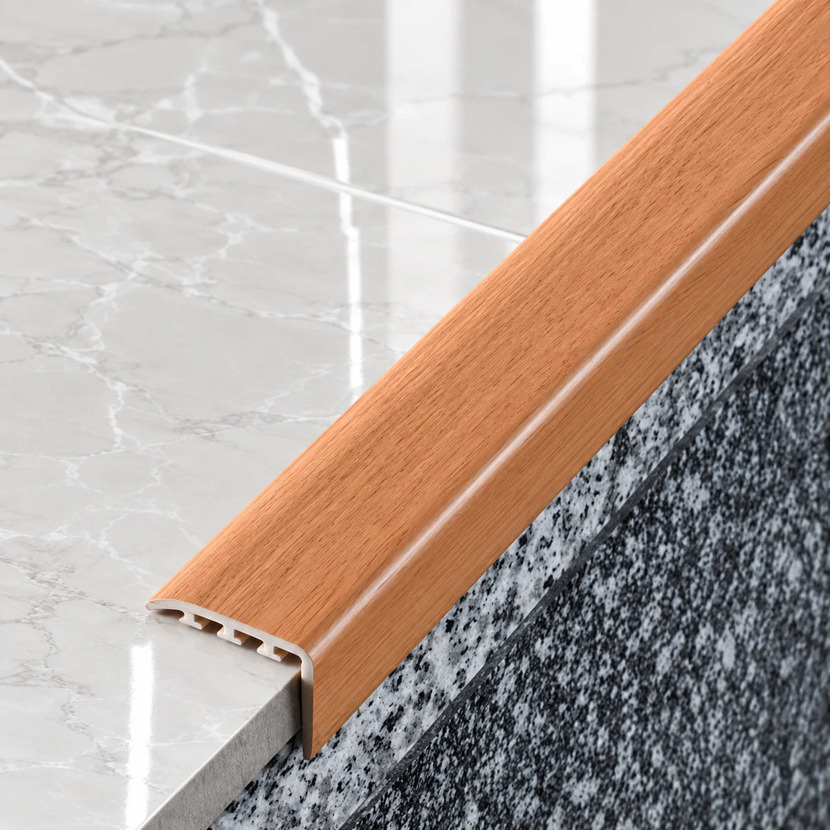 D-K0300 25x25mm Wood Effect PVC Stair Nosing In Beech 1E