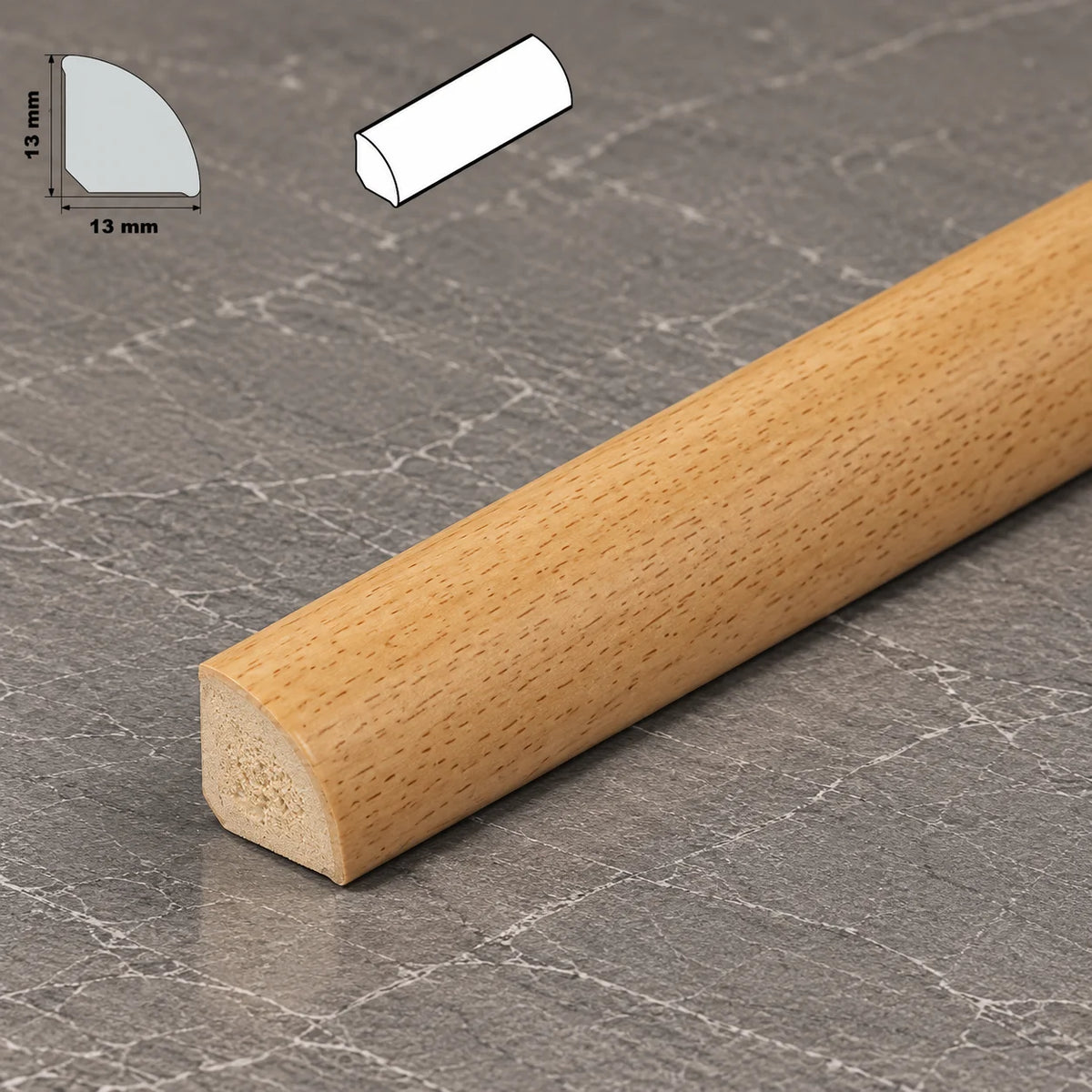 Decorative Flooring Window Edge Beading Worktop Strip uPVC 13mm Quadrant Trim Moulding In Beech Color