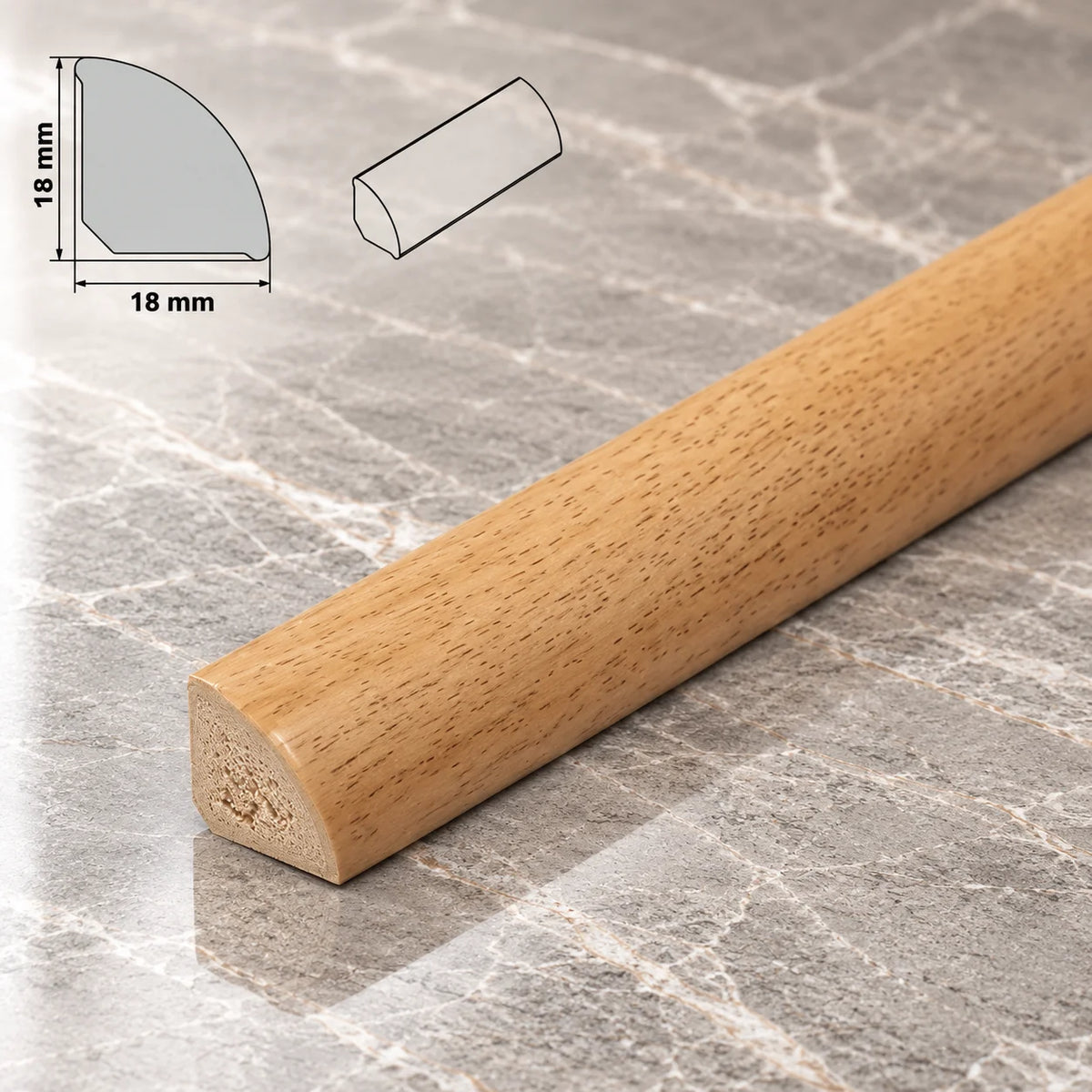 Decorative Flooring Window Edge Beading Worktop Strip uPVC 18mm Quadrant Trim Moulding In Beech Color