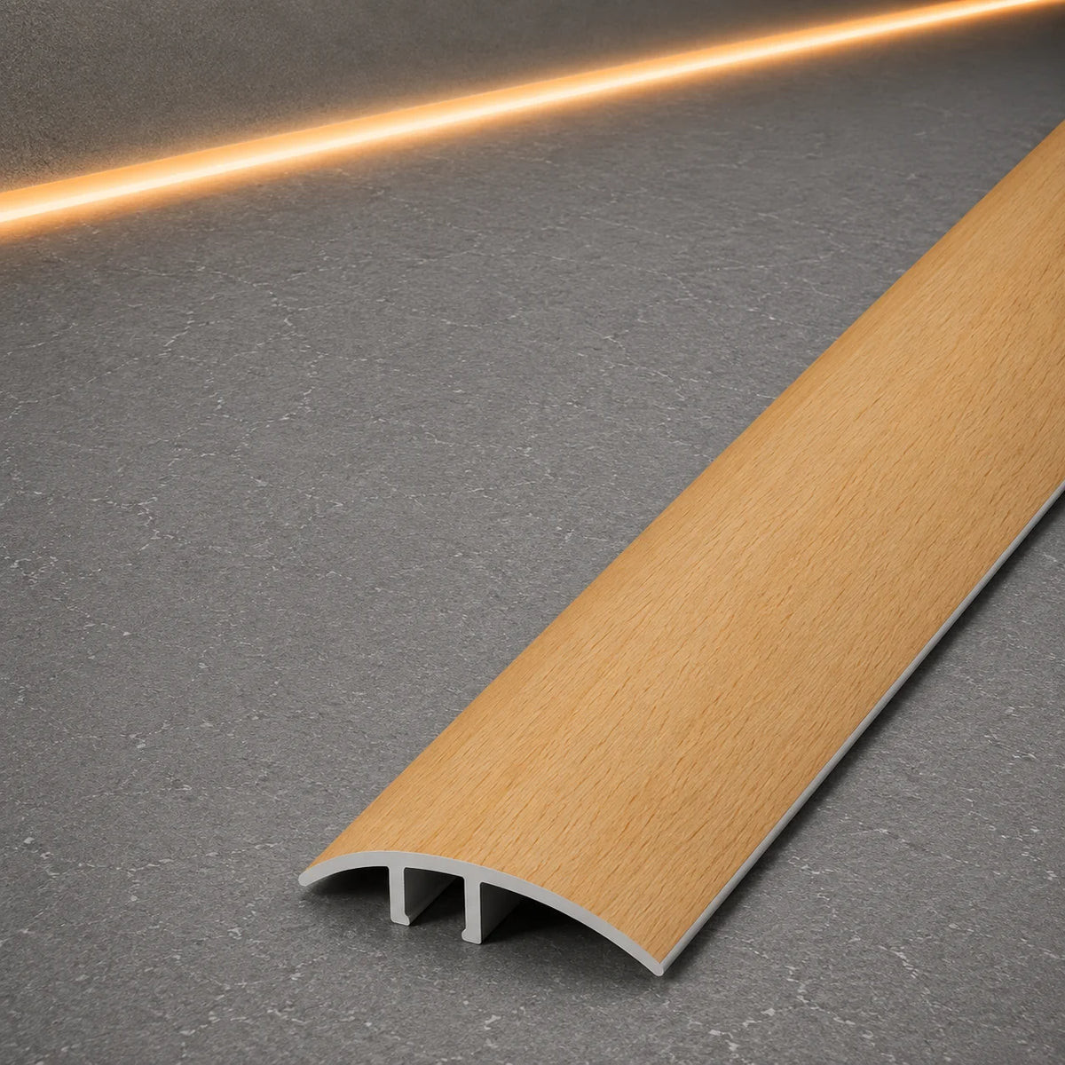 E64 40mm Pvc Wood Effect Door Threshold Strip in Beech Color