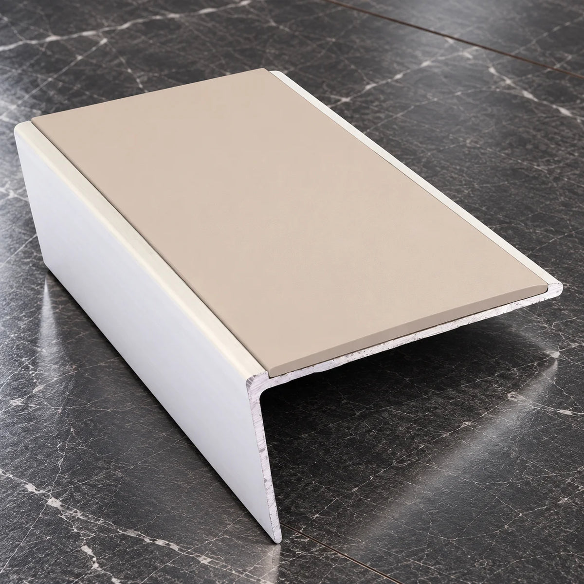 NSL02 57 x 32mm Aluminium Rakeback Stair Nosing with PVC Insert In Beige Color